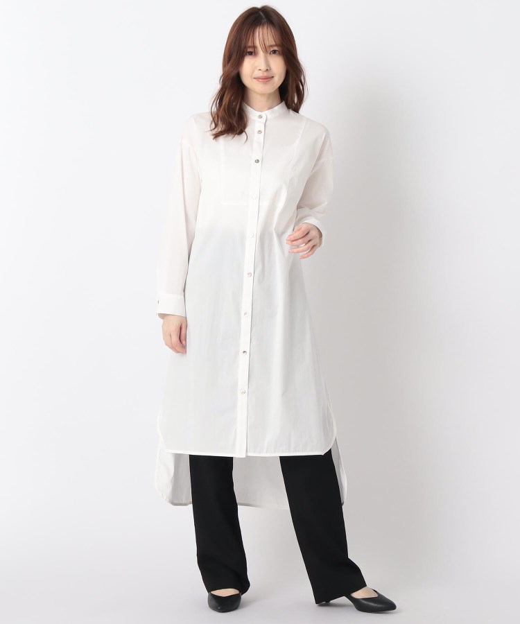 洗える】バンドカラーシャツワンピース(マキシ・ロングワンピース