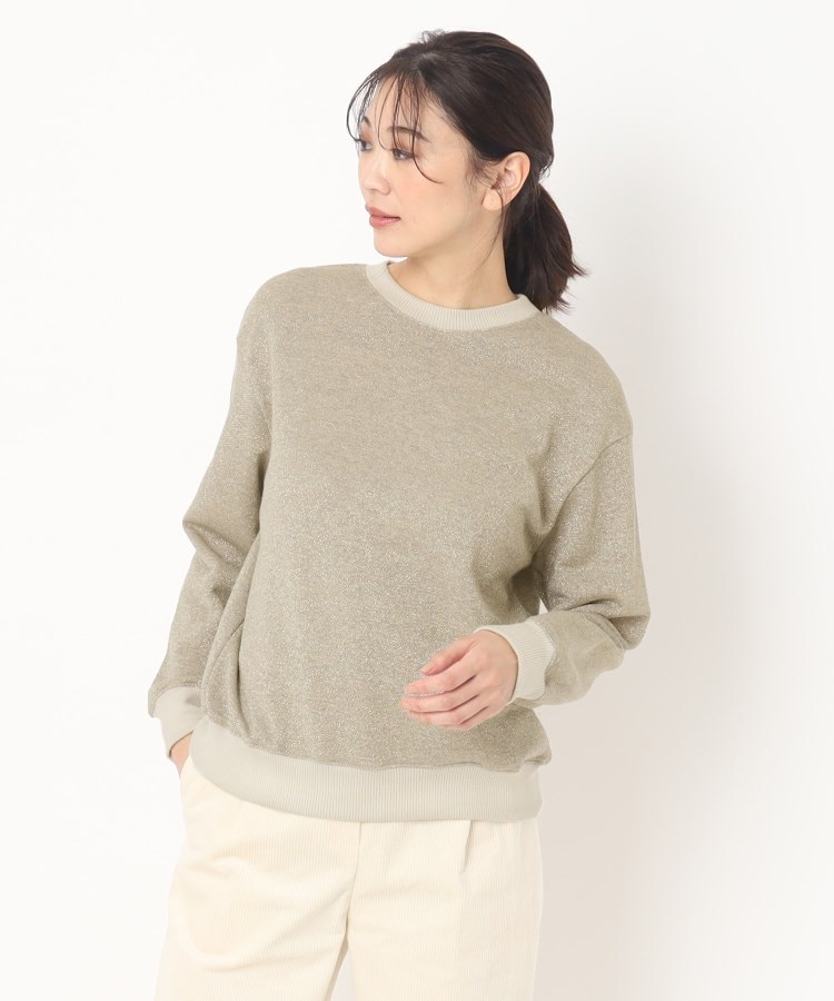 ポーシャル(poushal)の【洗える・ラメ素材ジャージ】丸首プルオーバー8