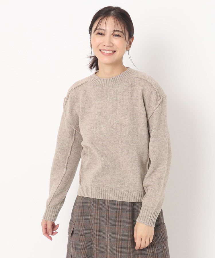 丸首】成形編みシンプルプルオーバーニット(ニット/セーター 丸首】成形編みシンプルプルオーバーニット(ニット/セーター