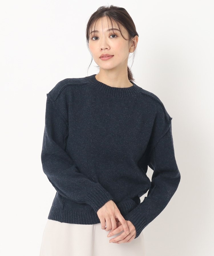 丸首】成形編みシンプルプルオーバーニット(ニット/セーター 丸首】成形編みシンプルプルオーバーニット(ニット/セーター