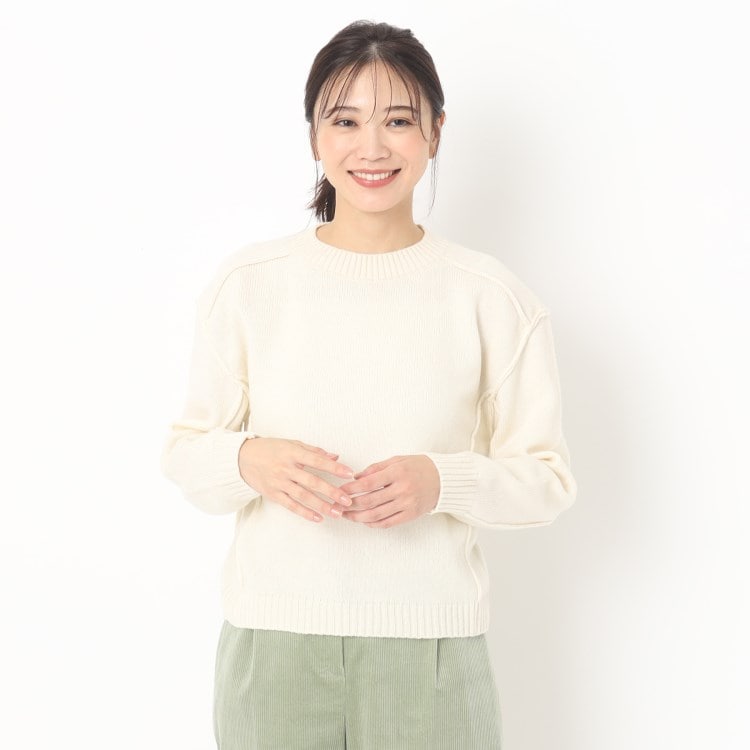 丸首】成形編みシンプルプルオーバーニット(ニット/セーター 丸首】成形編みシンプルプルオーバーニット(ニット/セーター