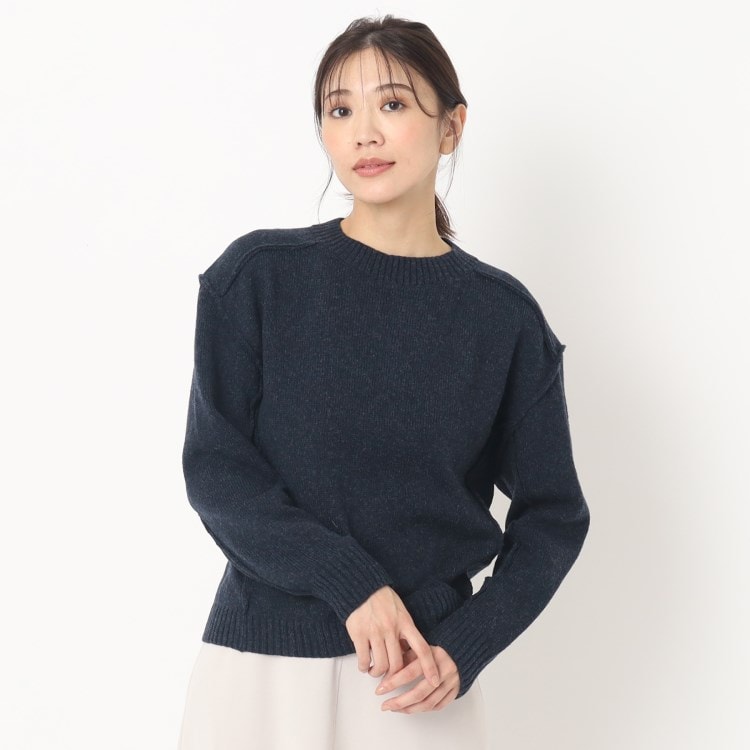 丸首】成形編みシンプルプルオーバーニット(ニット/セーター 丸首】成形編みシンプルプルオーバーニット(ニット/セーター