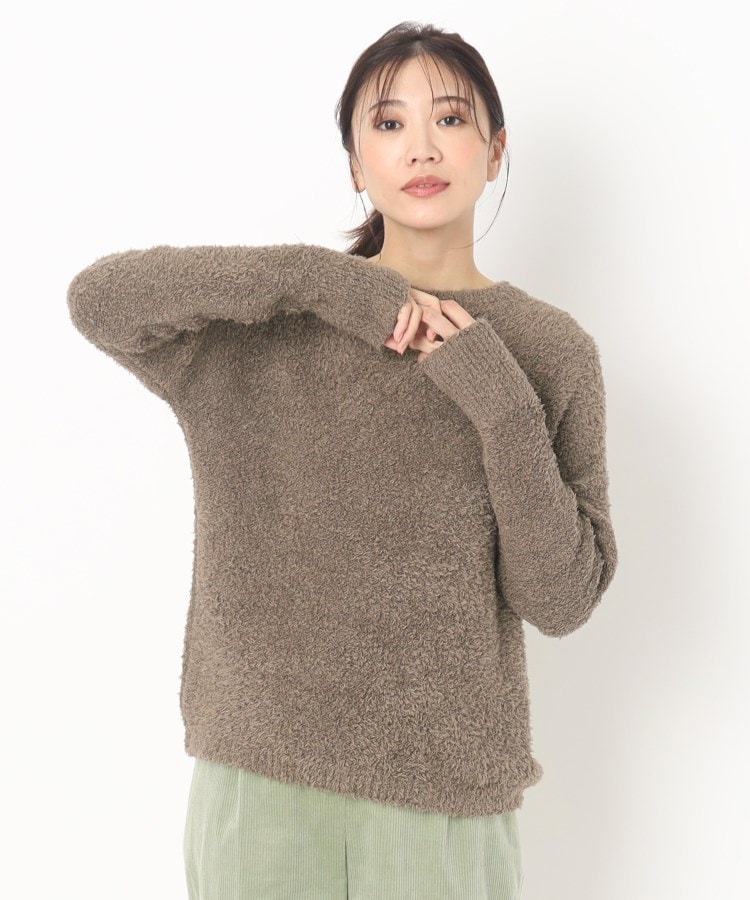 ポーシャル(poushal)の【コットンフェザー】丸首プルオーバーニット モカブラウン(042)