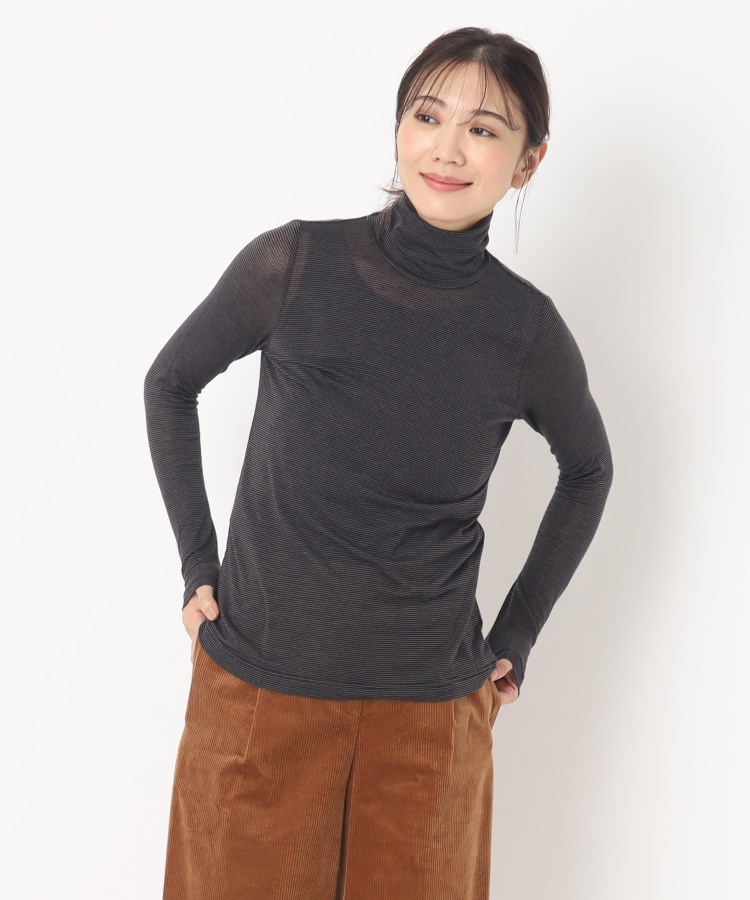 ポーシャル(poushal)の【シルク混ジャージ】シアーやわらかハイネックプルオーバー19