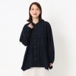 ポーシャル(poushal)の【洗える・袖コンシャス】裾デザインオーバーブラウス ネイビー(095)