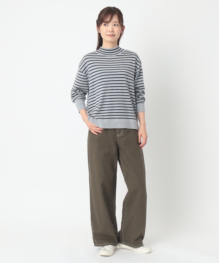 ポーシャル(poushal)の【ややハイネック】ボーダーニットプルオーバー8
