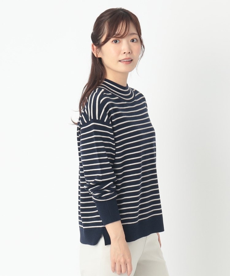 ポーシャル(poushal)の【ややハイネック】ボーダーニットプルオーバー15