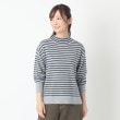 ポーシャル(poushal)の【ややハイネック】ボーダーニットプルオーバー ライトグレー(511)
