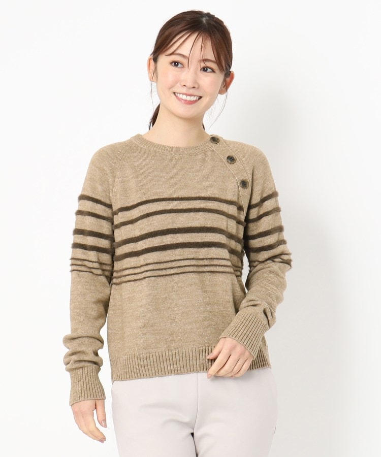 ポーシャル(poushal)のボーダー・ボタンポイントセーター15