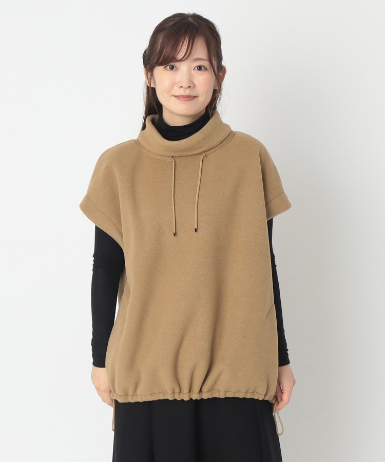 ポーシャル(poushal)の【洗える】ハイネックゆったりフリースベスト ピンクベージュ(053)