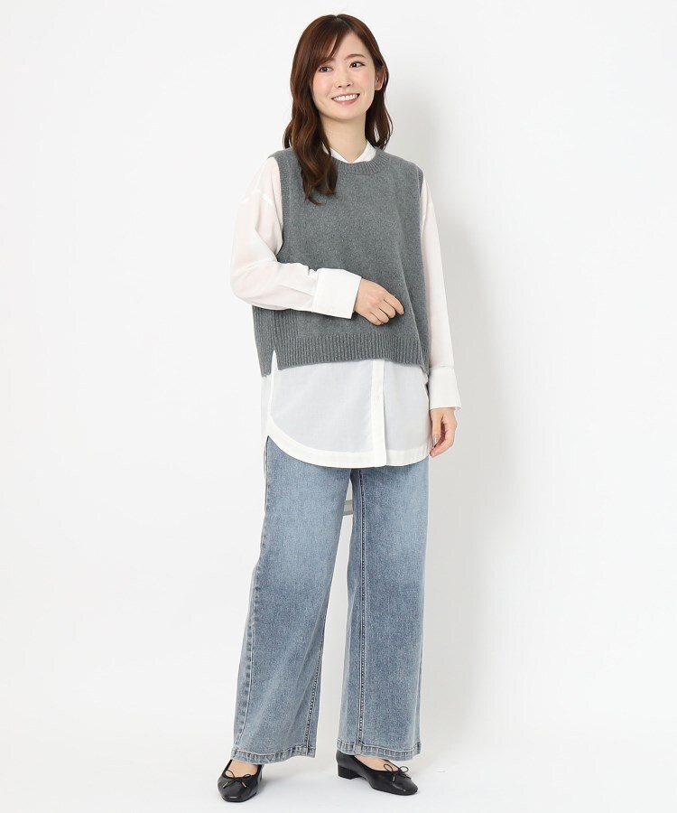 ポーシャル(poushal)の【カシミヤ混】丸首シンプルニットベスト12