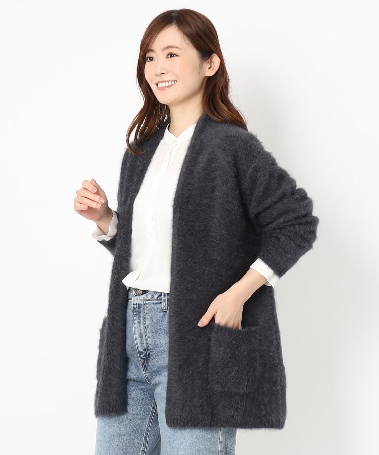 フォックス・カシミヤブレンド】ふわふわロングカーディガン フォックス・カシミヤブレンド】ふわふわロングカーディガン