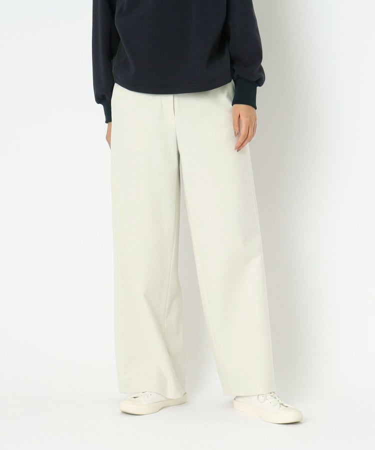 ポーシャル(poushal)の【洗える×ストレッチ】ワイドストレートパンツ アイボリー(004)