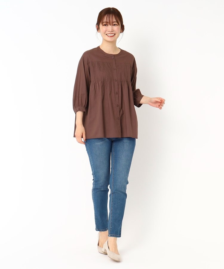 ポーシャル(poushal)の【洗える・薄手・七分袖】タックポイントオーバーブラウス21