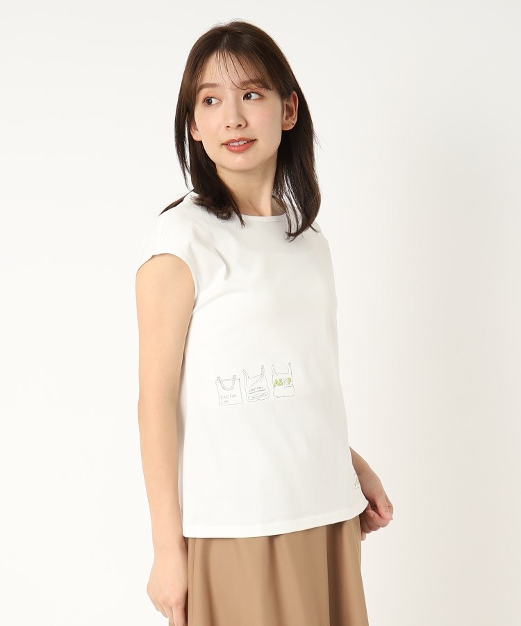 ポーシャル(poushal)の【洗える】トートバッグプリントフレンチスリーブTシャツ8