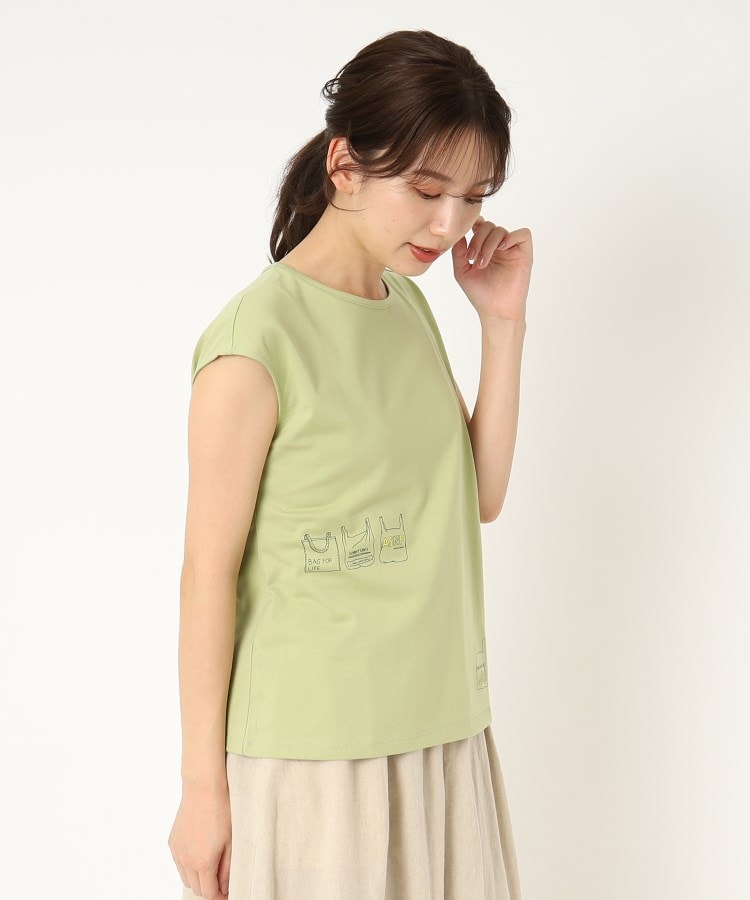 ポーシャル(poushal)の【洗える】トートバッグプリントフレンチスリーブTシャツ12