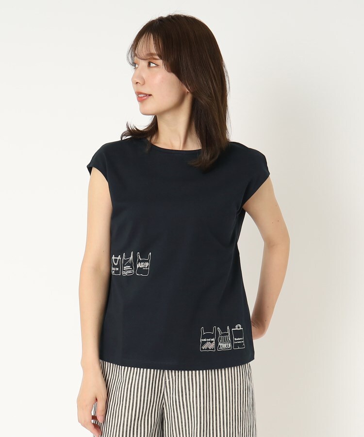 ポーシャル(poushal)の【洗える】トートバッグプリントフレンチスリーブTシャツ20