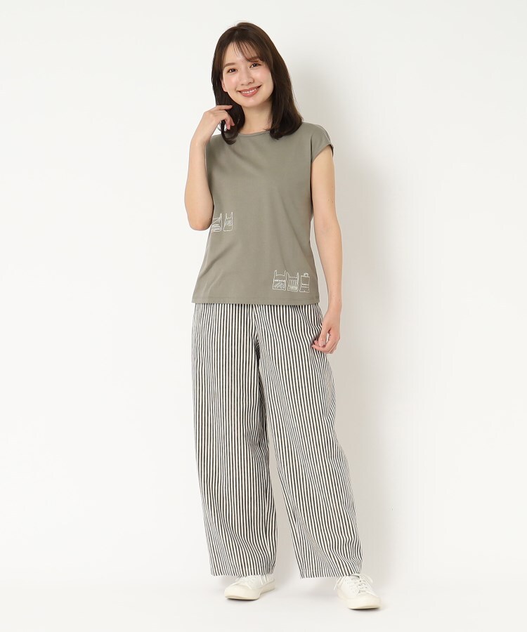 ポーシャル(poushal)の【洗える】トートバッグプリントフレンチスリーブTシャツ26
