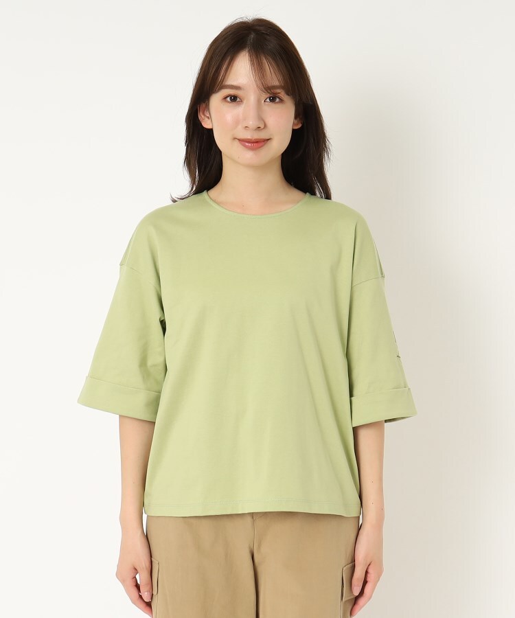 ポーシャル(poushal)の【洗える】袖コンシャス×ワンポイントイラストTシャツ1