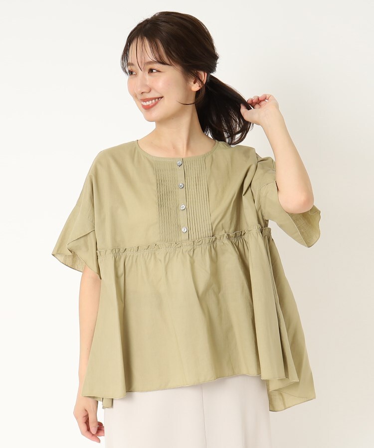 ポーシャル(poushal)の【洗える】ピンタック×ギャザー・オーバーブラウス15