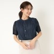 ポーシャル(poushal)の【洗える・袖レース】5分袖ブラウス ブルー(093)