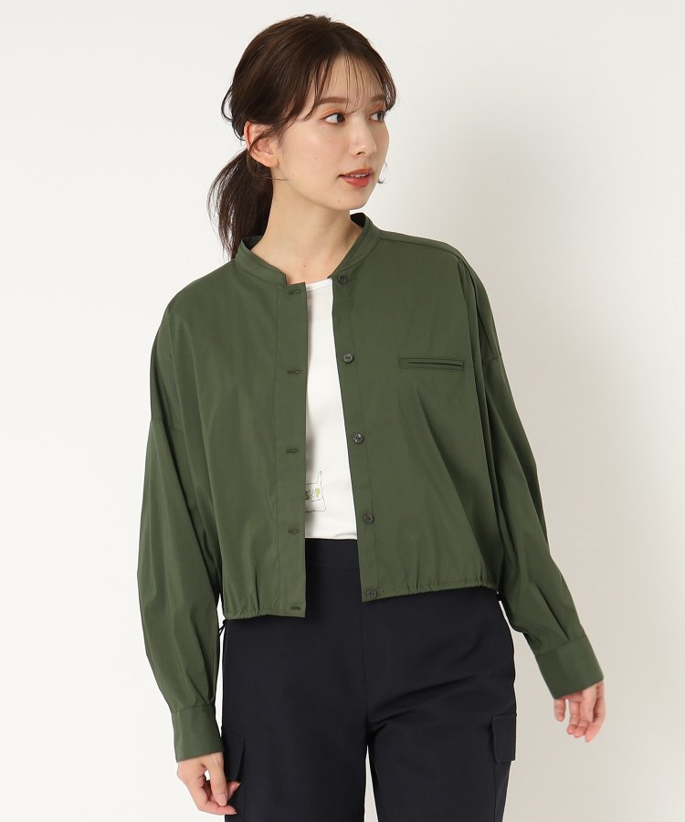 ポーシャル(poushal)の【洗える】裾変化ショートブルゾン風シャツ15