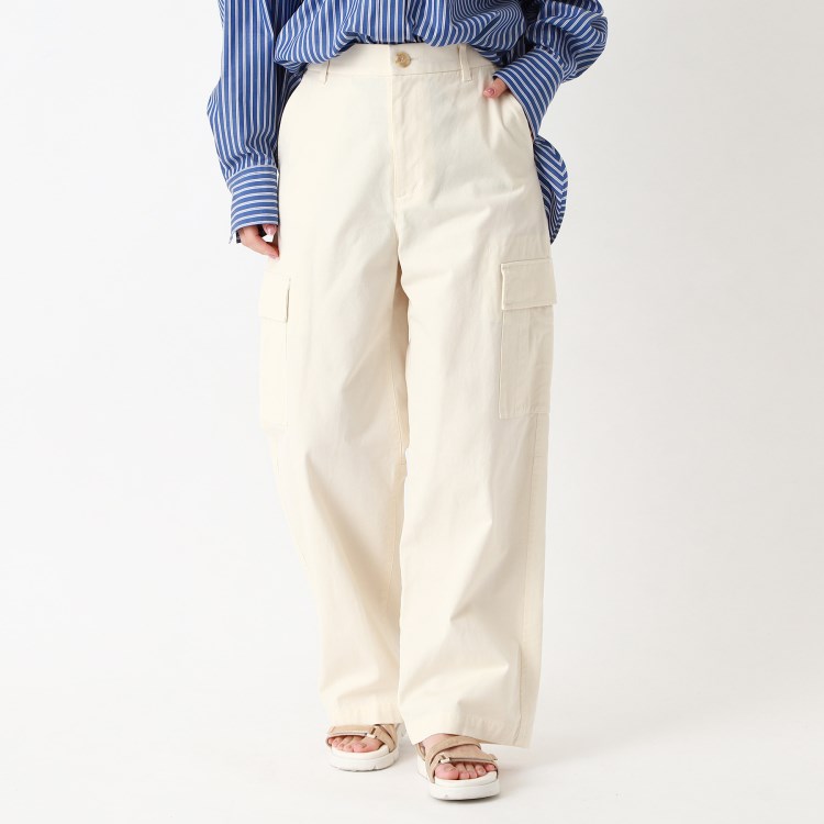 ポーシャル(poushal)の【洗える・コットン】ワイドワークパンツ フルレングスパンツ