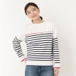 ポーシャル(poushal)の【洗える・コットン混】ボーダープルオーバーニット ネイビー(395)