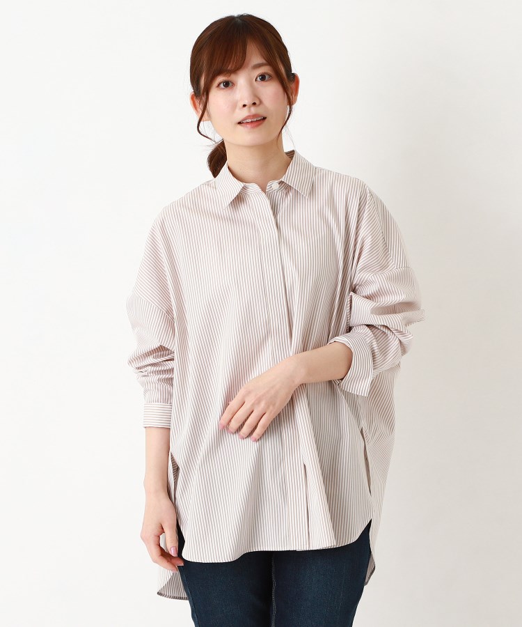 ポーシャル(poushal)の【洗える】ボリュームシルエットシャツ ベージュ(352)