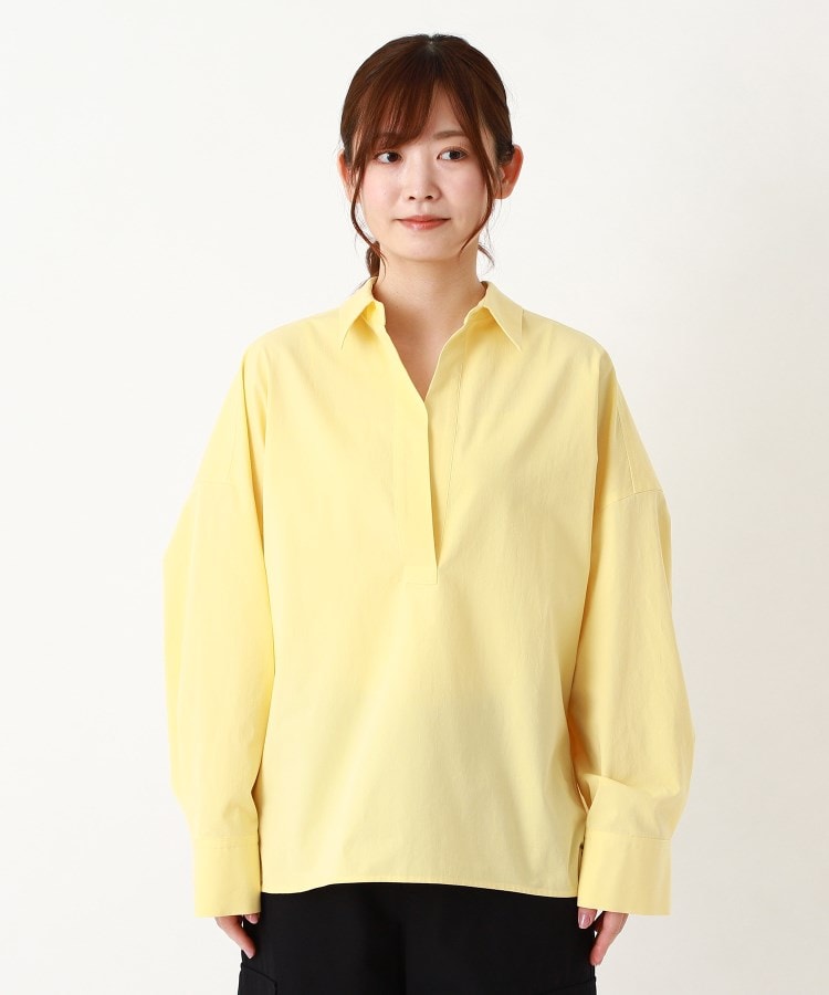 ポーシャル(poushal)の【洗える・コットン】ラウンドシルエットスキッパーシャツ1