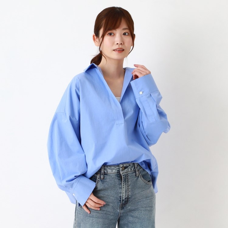 ポーシャル(poushal)の【洗える・コットン】ラウンドシルエットスキッパーシャツ シャツ・ブラウス