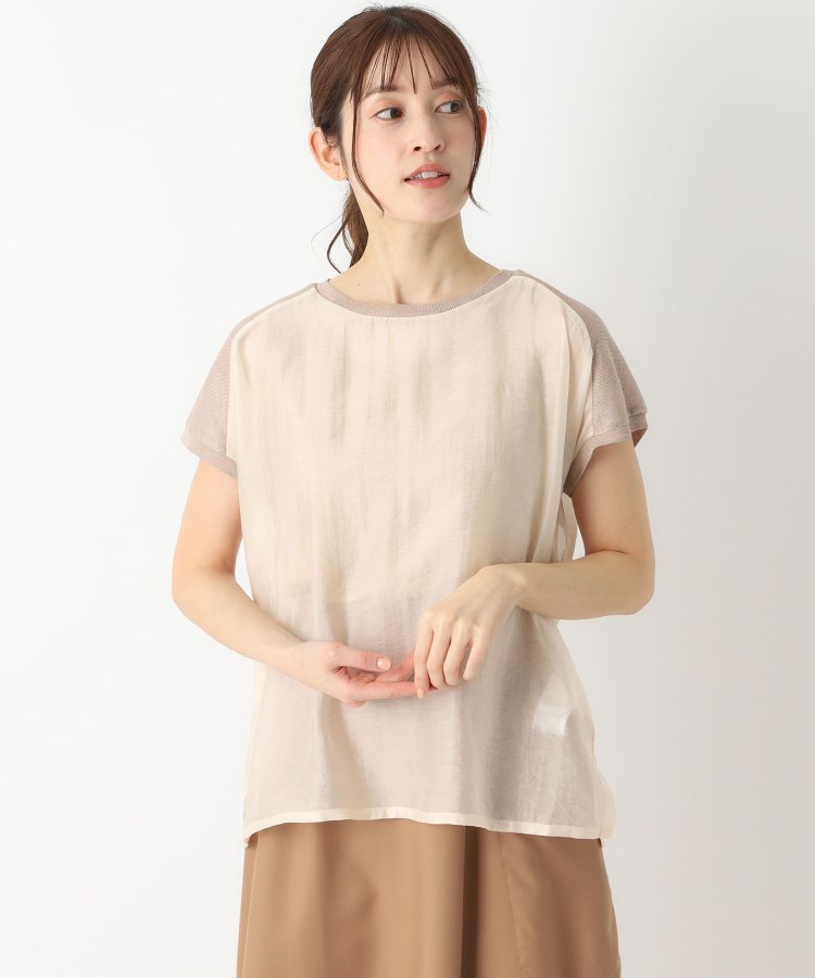 ポーシャル(poushal)の【洗える・素材コンビ】フレンチ袖プルオーバー7