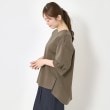 ポーシャル(poushal)の【洗える・コットン】前後差五分袖プルオーバージャージ カーキ(027)