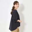 ポーシャル(poushal)の【洗える・コットン】前後差五分袖プルオーバージャージ ネイビー(094)