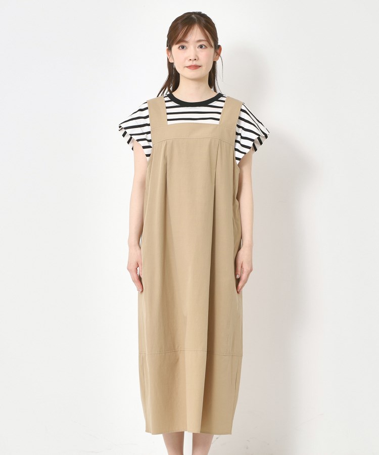 ポーシャル(poushal)の【洗える・コットン】コクーンシルエットジャンパースカート1