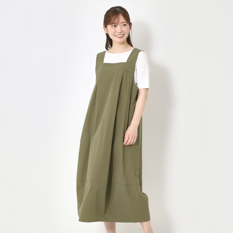 ポーシャル(poushal)の【洗える・コットン】コクーンシルエットジャンパースカート ミドルワンピース