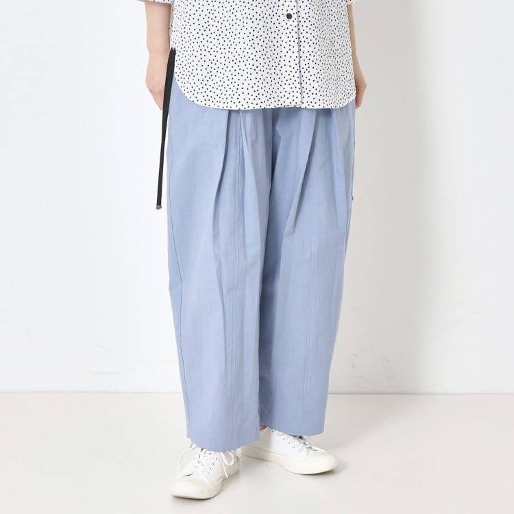 ポーシャル(poushal)の【洗える・コットン】タックパンツ フルレングスパンツ