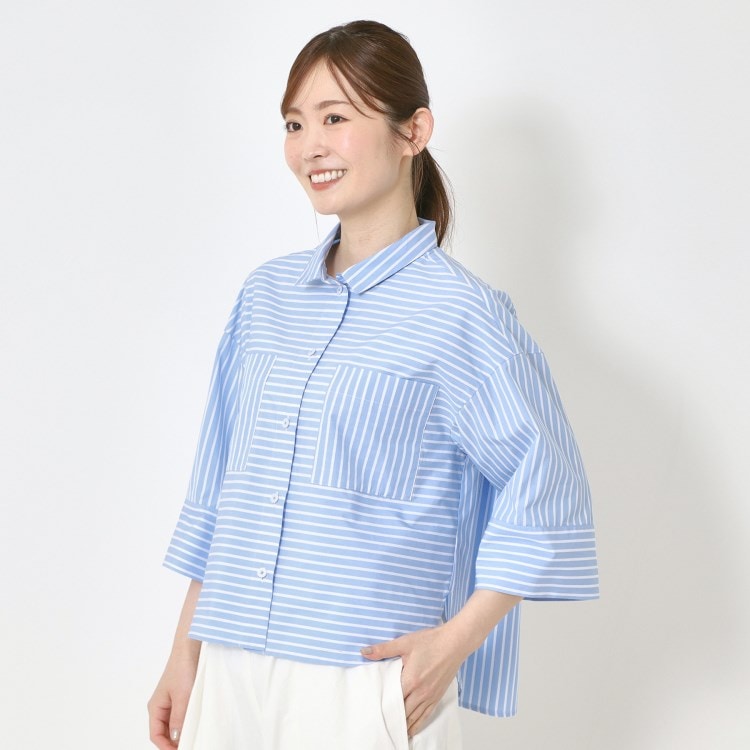 ポーシャル(poushal)の【洗える・コットン】ショート丈ブラウス シャツ・ブラウス