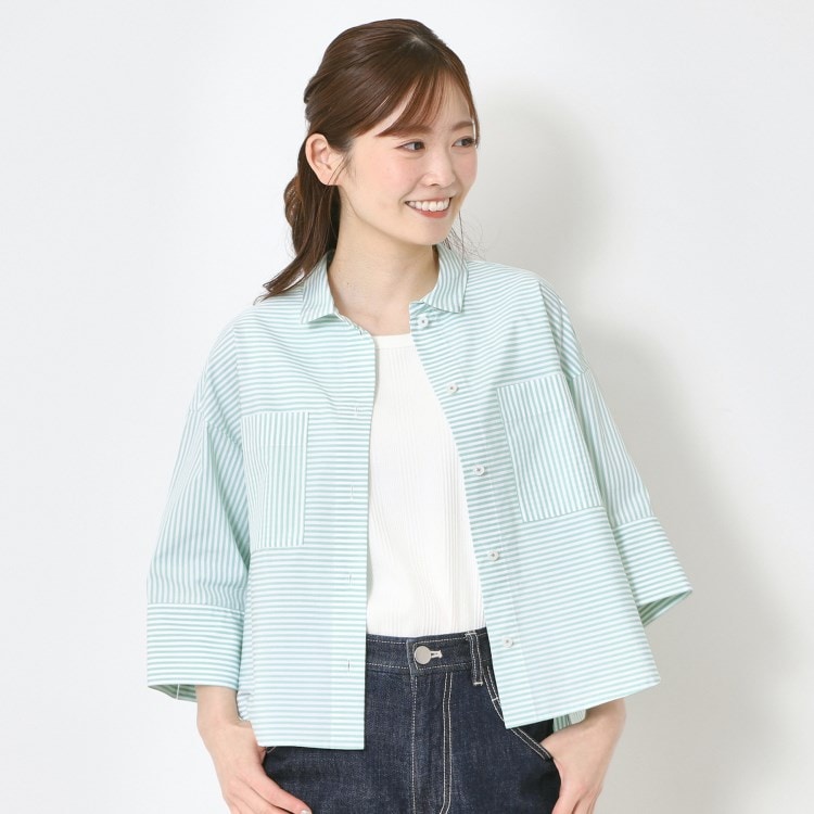 ポーシャル(poushal)の【洗える・コットン】ショート丈ブラウス シャツ・ブラウス