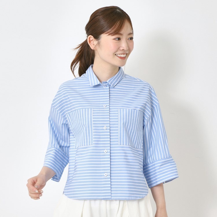 ポーシャル(poushal)の【洗える・コットン】ショート丈ブラウス シャツ・ブラウス