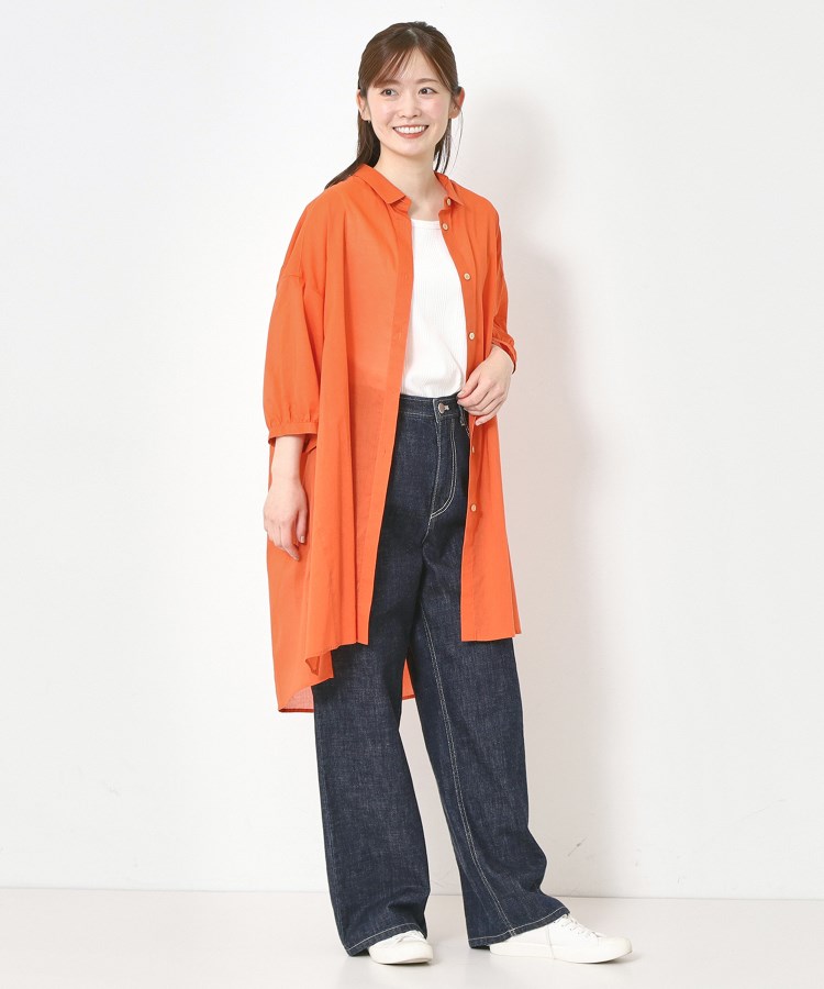 ポーシャル(poushal)の【洗える・コットン】軽やかチュニック丈ブラウス16