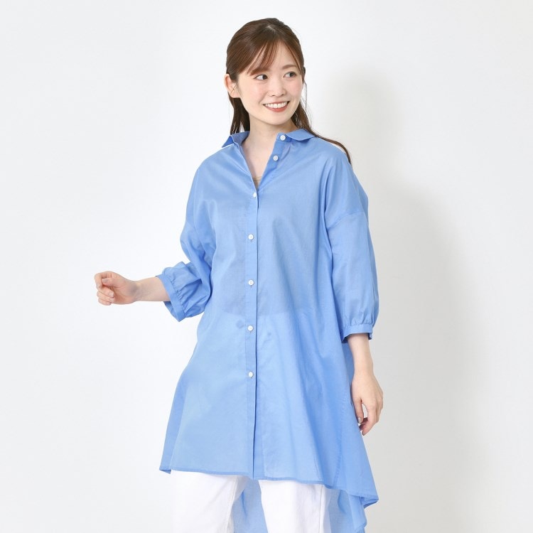 ポーシャル(poushal)の【洗える・コットン】軽やかチュニック丈ブラウス シャツ・ブラウス
