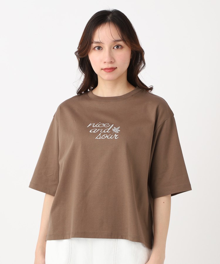ポーシャル(poushal)の【洗える・五分袖】ロゴカラーTシャツ1