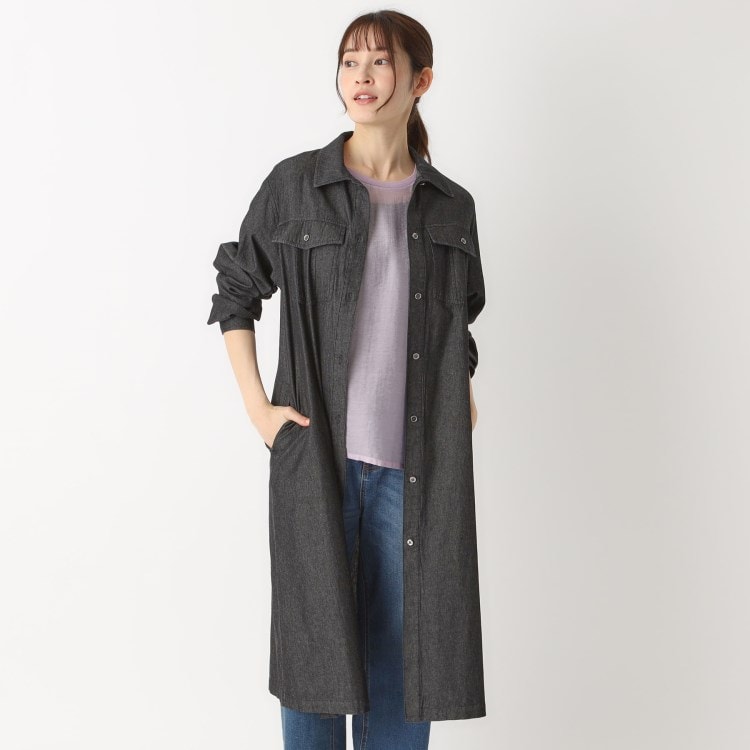 ポーシャル(poushal)の【洗える・コットンデニム】シャツワンピース ミドルワンピース