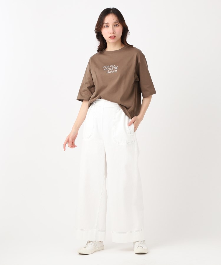 ポーシャル(poushal)の【洗える・ウエストゴム】ワイドデニムパンツ9