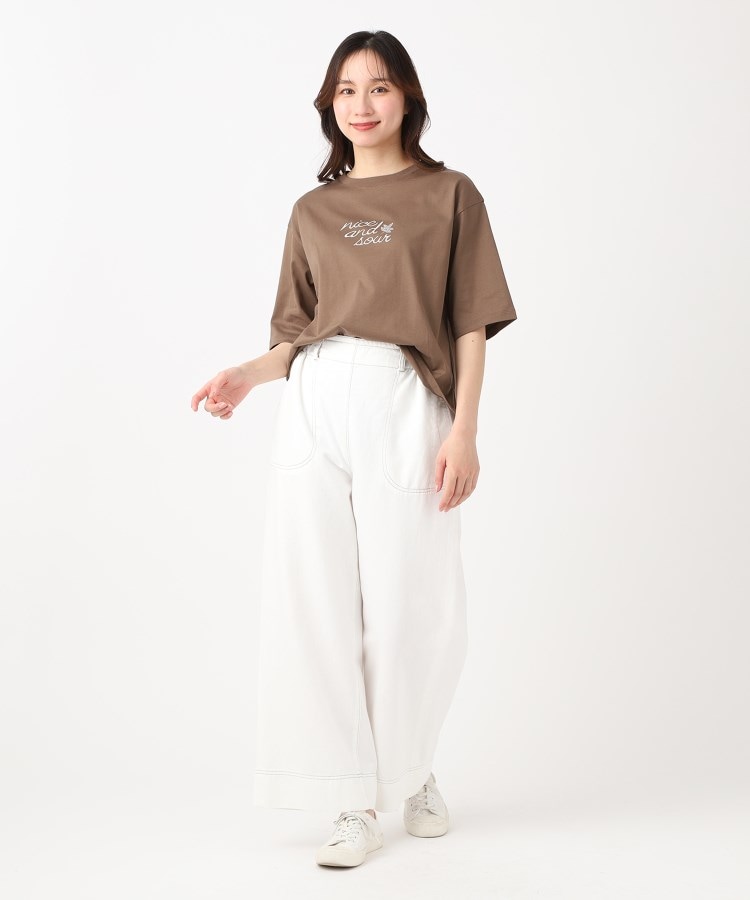 ポーシャル(poushal)の【洗える・ウエストゴム】ワイドデニムパンツ10