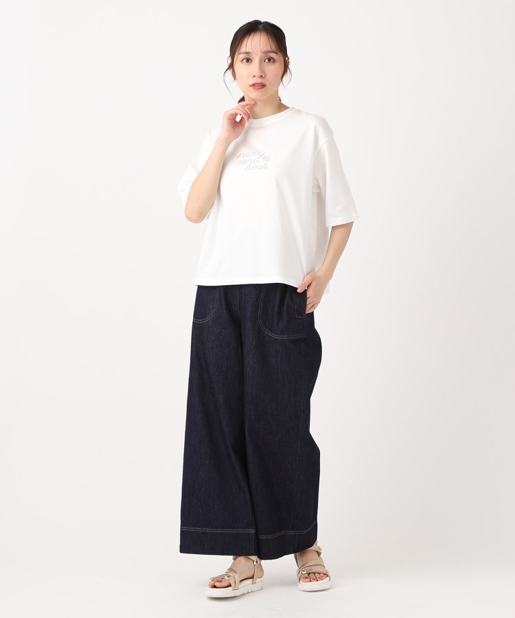 ポーシャル(poushal)の【洗える・ウエストゴム】ワイドデニムパンツ17