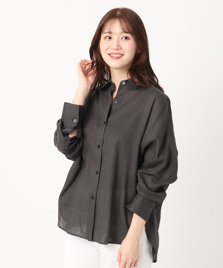 ポーシャル(poushal)の【洗える・カシュクール】リネン混2WAYビッグシャツ14