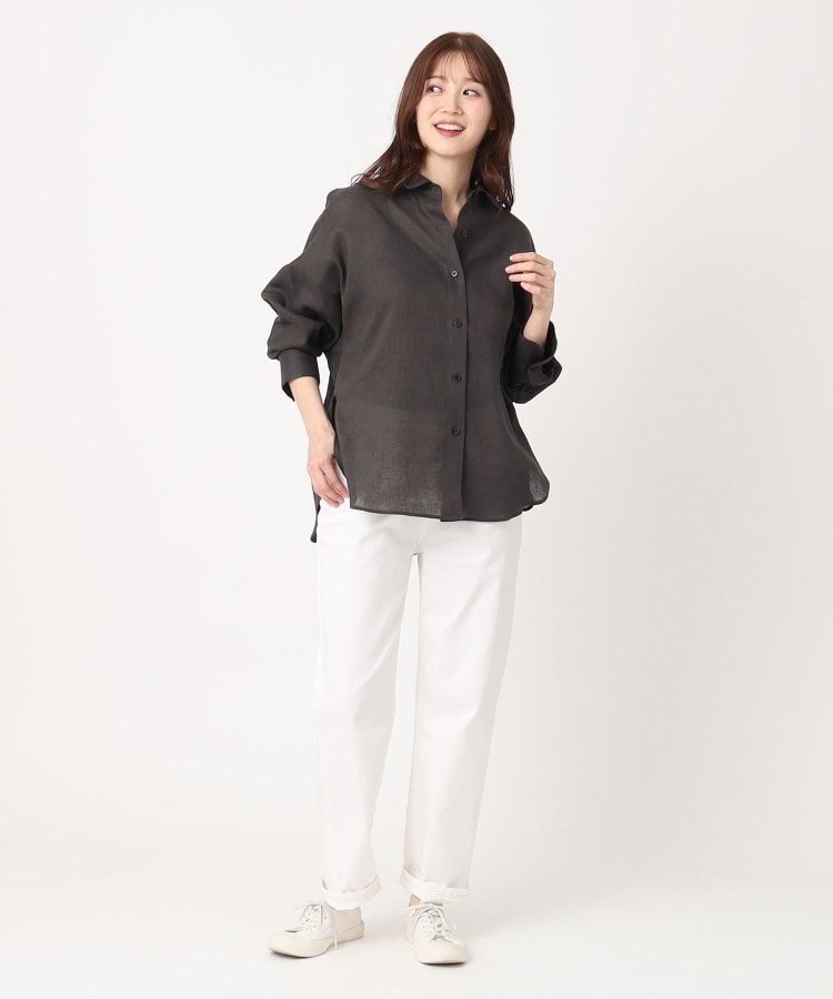 ポーシャル(poushal)の【洗える・カシュクール】リネン混2WAYビッグシャツ16