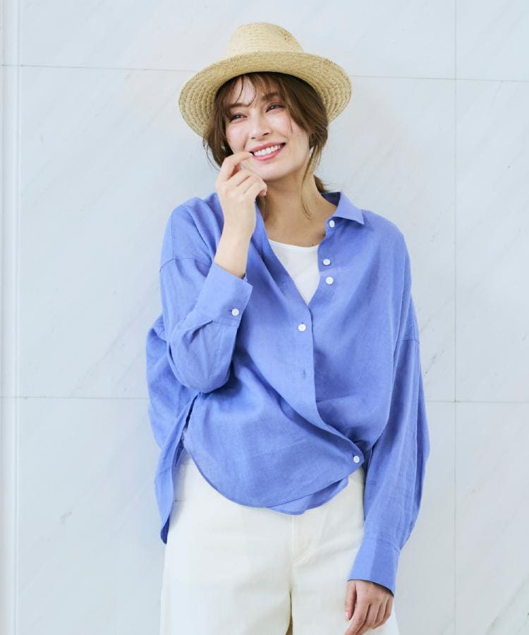 ポーシャル(poushal)の【洗える・カシュクール】リネン混2WAYビッグシャツ28